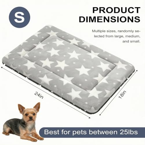 Dog Bed Mat, Reversible Crate Pad & Cute Dog Bed - Machine Washable Kennel Mat with Ultra Soft (Big&Small Stars Gray, 24" L*18" W*1.5" Th) - color: Big&Small Stars Gray, size: 24"L*18"W*1.5"Th