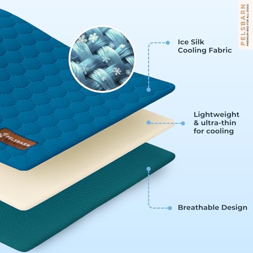 Dog Cooling Mat, Ice Silk Self-Cooling Pad, Deep Blue, M - color: Deep Blue, size: Medium