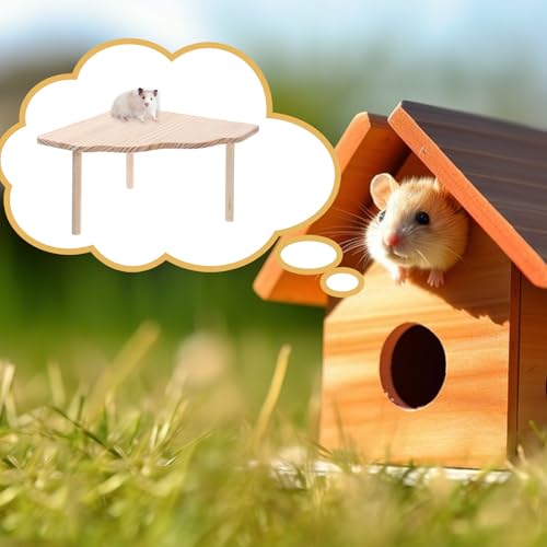 Wooden Hamster Platform, 8.7×8.7'' Large Hamster Play Wooden Platform Wood Stand 4.7'' Height Hamsters Cage Platforms Small Animal Wood Stand Cage Accessory for Hamsters Squirrel Small Pets