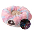 Under Christmas Tree Large Cat Tunnels Bed Tube for Indoor Cats Glows in The Dark Cat Tunnel with Cushion and Plush Ball Toy Longer Playground Toys for Dog Puppy Kitten Rabbit Pet Rainbow - color: Rainbow Bed