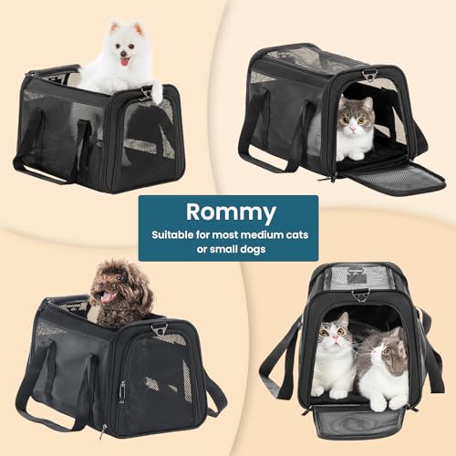 PETSFIT 19 x 12 x 12 Large Cat Carrier | Roomy Escape-Proof Cat Car Seat, Safe Driving, Lockable Zippers & Safety Tether, Soft-Sided Travel Carrier - color: Z-Black, size: 19.0"L x 12.0"W x 12.0"H