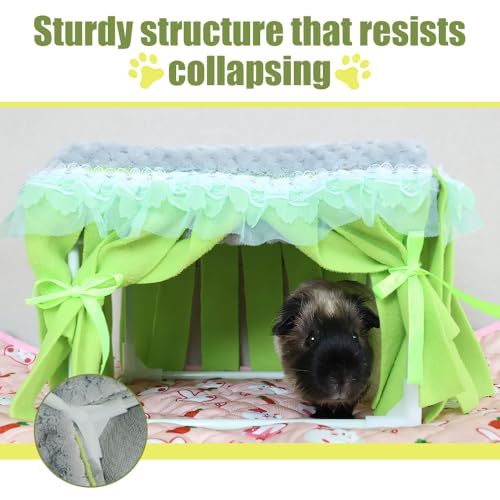 Guinea Pig Bed, Washable Small Animal Tunnel Hideouts with Curtains, Hamster Tunnel for Hamster Chinchill Small Bunny Ferret - color: Square stand, brown