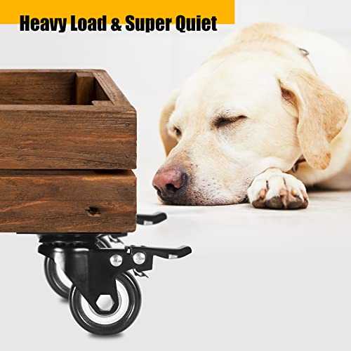 QNCZ 2" Caster Wheels, Casters Set of 4 Heavy Duty but Silent, Excellent Locking Casters with Polyurethane (PU) Wheels, Swivel Plate Castor Wheels for Cart, Furniture, Workbench | Easy to Install, Efficient operation, convenient braking,Silent, Floor frie