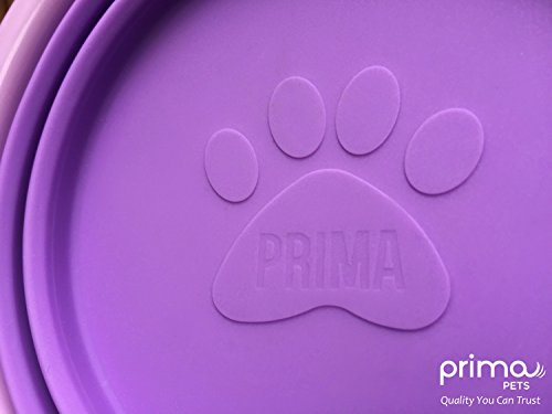 Prima Pet Collapsible Silicone Food and Water Travel Bowl with Clip for Dog and Cat, Small (1.5 Cups) - color: PURPLE, size: SMALL (1.5 CUPS)