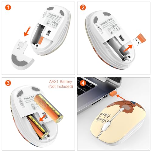 FMOUSE Cute Cartoon Silent Wireless Mouse, Dual Mode Bluetooth & USB 2.4G | Study Buddy Bear, Ideal for Students Kids Back to School | AA Battery Powered | Compatible with Laptop Mac iPad Tablet PC - color: Study Buddy Bear