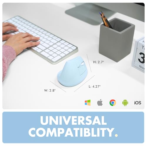 X9 Performance Wireless Vertical Ergonomic Mouse - (BT + 2.4Ghz) - Click in Comfort - Up to 4000 DPI, 6 Button, Rechargeable - Bluetooth Ergonomic Vertical Mouse Wireless - for Mac and PC - Blue - color: Blue