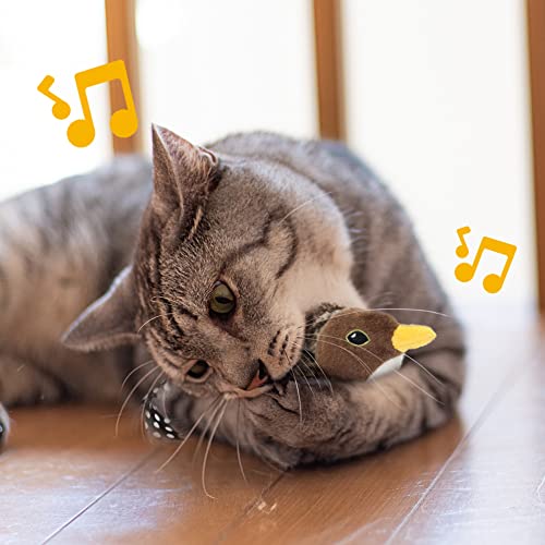 Flapping Bird Cat Toy, Motion Activated with Catnip, 3 Modes & USB Rechargeable, Machine Washable Interactive Toy for Indoor Cats - style: Robin Bird