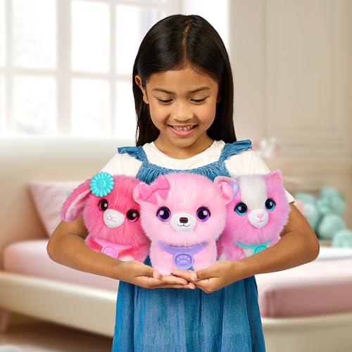ScruffaLuvs Pink Surprise Pet, Mystery Plush Toy, Wash to Reveal | Wash to reveal 1 of 3 rescue pets, includes deluxe carrier & comb; plush toys for girls ages 3+, gift - style: Pink