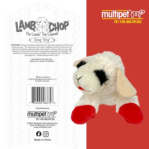 Multipet Lamb Chop Dog Plush Toy - Squeaky Toy for Small & Medium Dogs - Extra Soft Plush - Stuffed Animal for Cuddling & Playing (10", Cream, 5 Squeakers) (Pack of 2) - size: 10" (Pack of 2), style: Lambchop