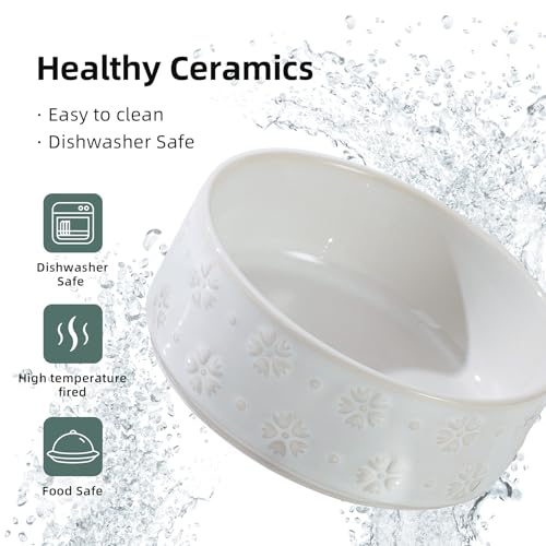 Havniva Dog Bowls Ceramic, Dog Food and Water Bowl Set | 5.1inch Dog Food Bowl, Dog Water Bowl, Food-Grade Ceramic Non-Slip Rubber Base, Dishwasher Safe, 2 Pack, Small Dogs, Puppy - color: 2 Bowls-Arctic White, size: 1.6CUPS