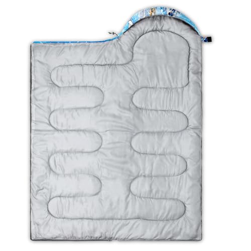 QOOMO Camping Sleeping Bags,3 Season Warm & Cool Weather,Lightweight,Waterproof Sleeping Bags for Adults & Kids,Traveling,and Outdoors,Camping Gear Equipment - color: blue butterfly