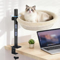 Cat Desk Bed, Reversible Cat Hammock for Desk Use, Clamp-On Metal, Cream | 360 Rotating, Height Adjustable, Supports up to 45lbs, Machine Washable, Large Cats & Kittens, Indoor, Office & Game Tables - color: White