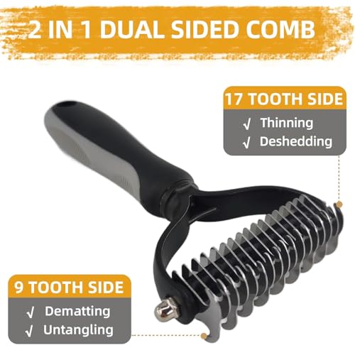 Dog Brush for Shedding,9 PCS in One Pet Slicker Hair Brush Kit with Pet Nail Clipper and File - Dog Cat Grooming Deshedding Undercoat Rake Brush Comb for All Small Large Dogs Cats Grey - color: 9-Grey