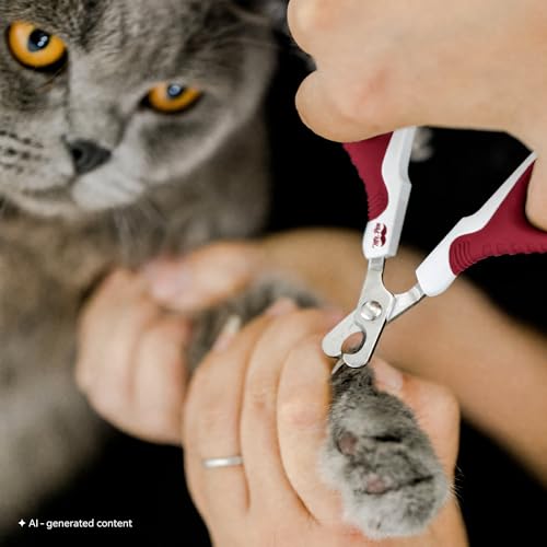 Mr. Pen- Cat Nail Clipper, Stainless Steel | Professional Sharp Cat Claw Trimmer for Small and Medium Cats, Pet Nail Clipper with Sturdy Non Slip Handle - color: Wine & White