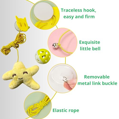 Interactive Bell Ball and Hanging Toy for Ferret, Star Hanging Toys and Interactive Balls for Ferrets Cat Small Dogs, Ferret Enrichment Toys, Ferret Accessories, Small Pet Gifts (Orange - Star)