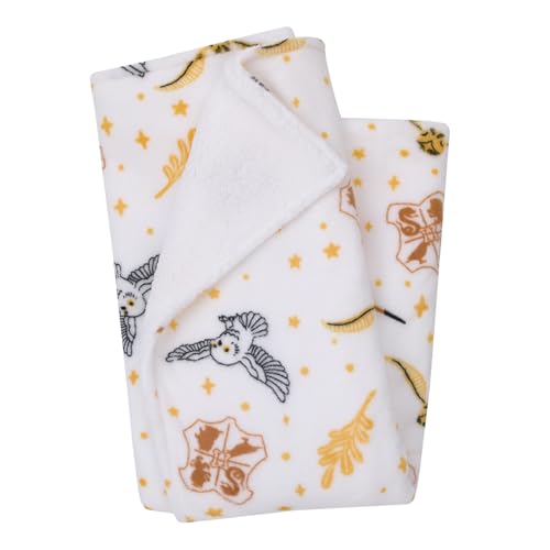 Warner Brothers Harry Potter White, Gold, and Tan Super Soft Sherpa Baby Blanket - color: Harry Potter - White and Gold
