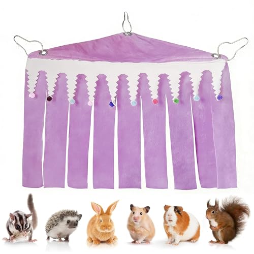Guinea Pig Corner Hideout, Triangular Small Animal Hideaway Hammock, Soft Cage Bed Accessories for Ferret, Hamster, Hedgehog, Chinchilla, Bunny (Purple) - color: Purple