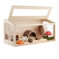VEVOR Wooden Hamster Cage 31.9"x16.1"x16.1" 270° Viewing Hamster Habitat, Chewproof Acrylic Small Animal Cage with Openable Top, Large Pet Enclosure for Syrian/Dwarf Hamsters, Guinea Pigs & Gerbils - size: 31.9"L x 16.1"W x 16.1"H