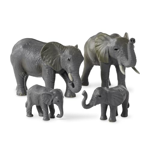 Terra by Battat African Elephant Animal Toys Family, 4 Figurines, Animals | 4 realistic plastic safari animal figures with 2 adult African elephants and 2 calves for pretend play, collecting, 3+ Years - style: African Elephant Family