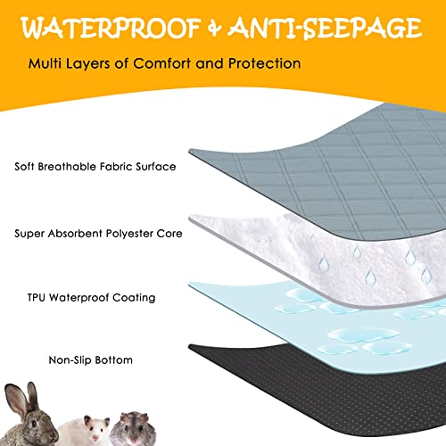 4 Pack Guinea Pig Cage Liners Washable Guinea Pig Bedding Super Absorbent | Waterproof | Non Slip| Reusable Guinea Pig Pee Pads for Small Animals Rabbit Hamster Rat - for Midwest 48" x 24" - color: Light Grey, size: 48" x 24" (4 Pack)