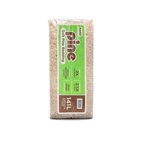 PETSPICK Pine Wood Bedding for Small Pets, Cages and Animal Habitats, 141 L | Pine bedding is sized for small pets and animal habitats; 141 L package supports cage and enclosure maintenance. - size: 141L