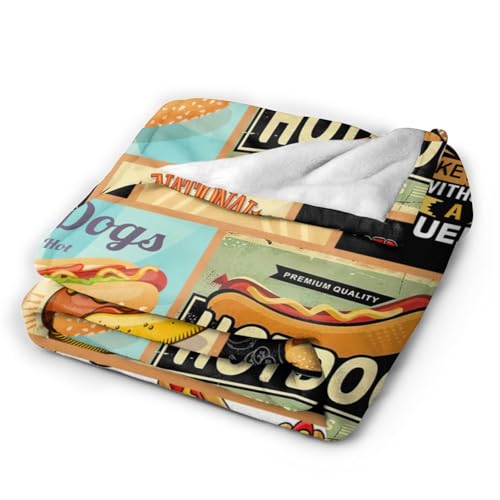 Funny Hotdog Blanket Super Soft Cozy Fleece Food Throw Blanket Plush Bedding Hot Dog Stuffed Blanket Gifts for Boys Girls Kids Women 40''X50'' - color: Hotdog, size: 40"x50"