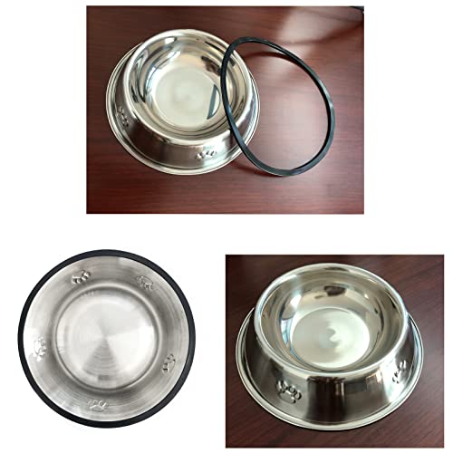 YUDANSI 2 Stainless Steel Dog Bowls, Dog Feeding Dishes, Doggie Plate Food Bowls with Rubber Base, Small and Medium Pet Feeder for Food and Water (M-16.6oz) - size: M-16.6oz