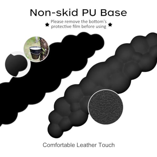 JIKIOU Upgrade Leather Cloud Wrist Rest for Keyboard and Mouse & Cup Pad | Wish Gift-Cute Cloud Shape, Comfortable and don’t Irritate to Skin, Non-Slip PU Base,Soft Memory Foam filled for Pain Relief - color: 03matte Black
