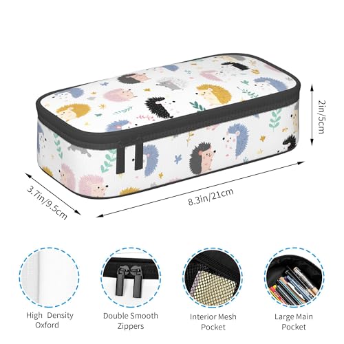 Yrebyou Hedgehog Pencil Case Big Storage Pencil Pouch Multi-Functional Pen Bag Cute Lightweight Organizer for Aldult Office College - color: White