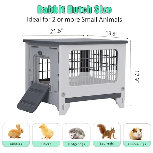 Plastic Rabbit Hutch for Indoor & Outdoor | Urine Barrier and Pull-Out Tray, Pet Habitat for Small Animals, Rabbit Cage Easy Cleaning and Assembly - size: 21.6"L*18.8"W*17.9"H