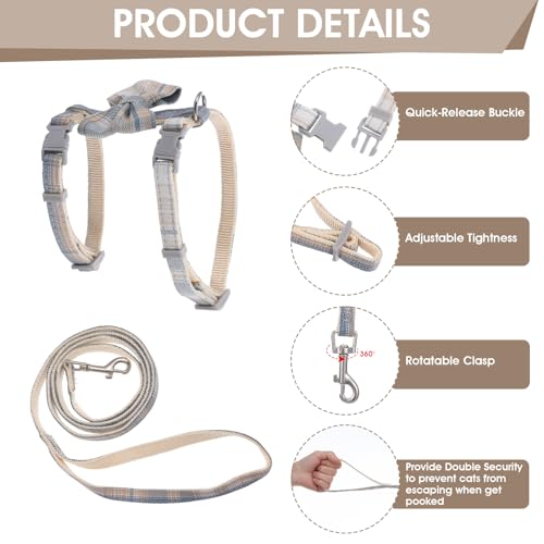 TIESOME Cat Harness and Leash Set, Adjustable Gradient Kitten Harness | Escape Proof Harness with Leash for Kitty Outdoor Walking - color: Bow Tie
