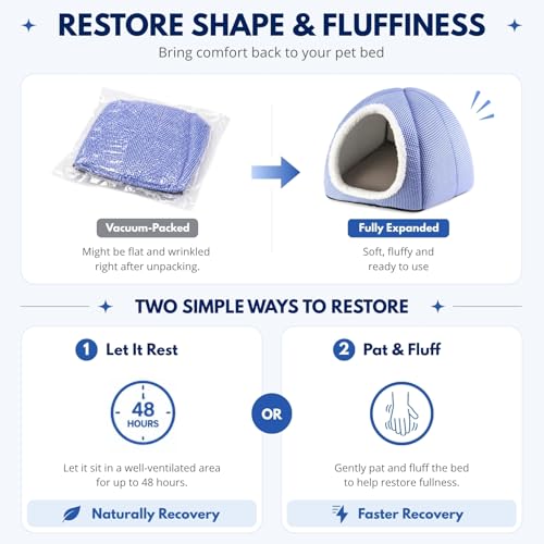 Rabbit Hideout Bed for Large Bunnies, Soft Plush Bunny House | Cozy Small Animal Hideaway with Removable Pad for Indoor Rabbits, Guinea Pigs, and Ferrets, Blue - color: Blue