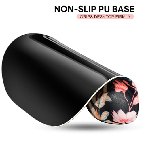 JIKIOU Ergonomic Mouse Pad with Gel Wrist Rest 2Pack, Portable Small Flower | Upgraded-Prevent Gel Leakage, Ergonomic Design for Pain Relief, Cooling Gel filled, Smooth Lycra Surface, Non-Slip PU Base - color: 03Black-Flowers