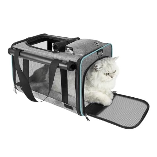 GAPZER Soft-Sided Pet Carrier for Air Travel 18x11x11 Inch, Underseat Cabin | Pet Airplane Crate Medium Cat 15 lbs Privacy Curtatin, Small Dog Crate Under 10 Pound TSA Approved Softsided Carry Cage Cabin - size: 18"x11"x11"
