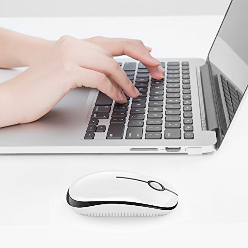 VssoPlor Wireless Mouse, 2.4G Slim Computer Laptop Mouse, Black and White | Portable Mouse, Plug & Play USB Nano Receiver, Quiet Silent Optical Mice for Notebook, PC, Laptop, Computer, Windows, Mac - color: Black and White