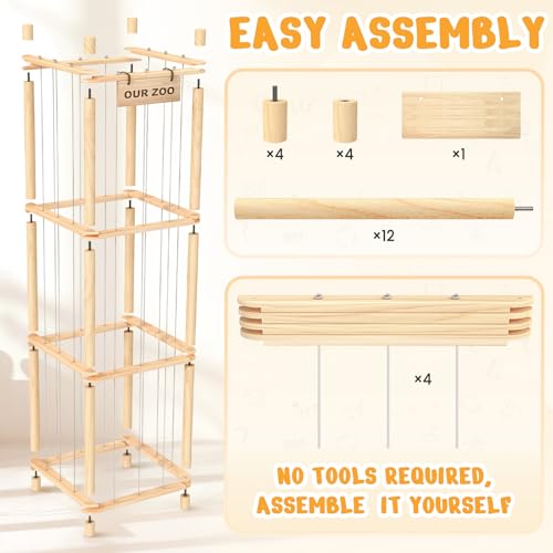 Woodure Stuffed Animal Storage & Organizer, Wooden Cute Zoo Toy Holder for Toddler Rooms, Playrooms & Bedrooms - color: Natural