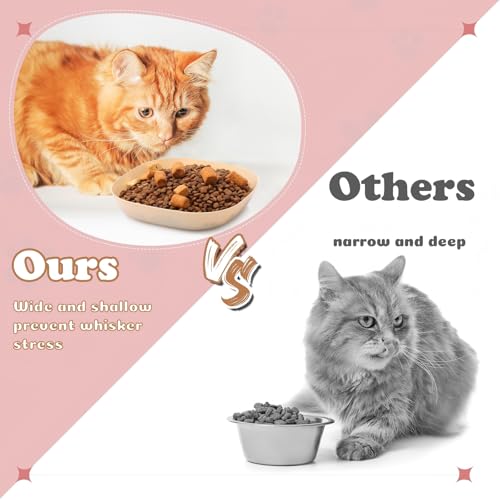Tioncy 24 Pcs Fatigue Relief Cat Bowl 5.7 Inch Shallow Cat Food Dish Wide and Small Pet Wet Feeding Bowl for Kitten Short Legged Kitten Ferrets Feral Small Animals(Pink, Beige,Classic) - color: Pink, Beige, style: Classic
