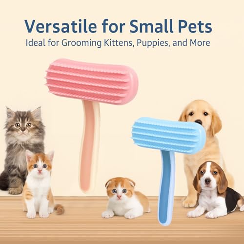 2 Pack Bunny and Chinchilla Grooming Brush – Soft Silicone De-Shedding Bath & Massage Comb for Rabbits, Guinea Pigs, Small Pets, Cats, Dogs, Kittens & Puppies