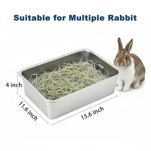 Stainless Steel Rabbit Litter Box,Bunny Litter Pan with Widened Grid,Toilet Tray,Deep Waste Storage - size: Small