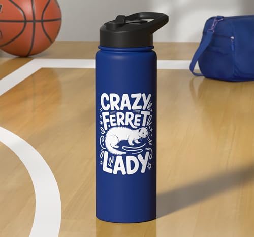 Crazy Ferret Owner Women Ferrets Stainless Steel Insulated Water Bottle - color: Royal Blue