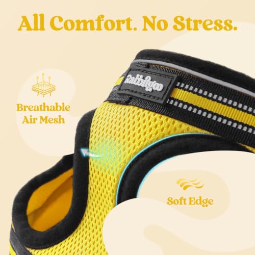 rabbitgoo Cat Harness and Leash Set, Step-in Soft Vest, Bright Yellow | Escape Proof, Lightweight, Easy-on & Adjustable, Hook & Loop with Buckle, Reflective, for Kittens & Small Cats Walks, S - color: Bright Yellow, size: S