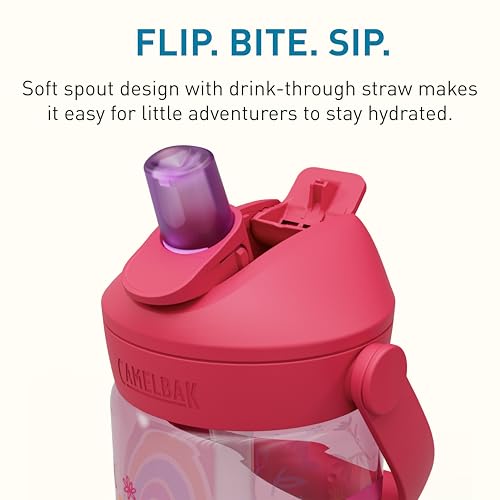 CamelBak Thrive Flip Straw Kids Water Bottle with Bite Valve, Tritan Renew Design for School and Travel, 14oz, Rainbow Floral - color: Rainbow Floral