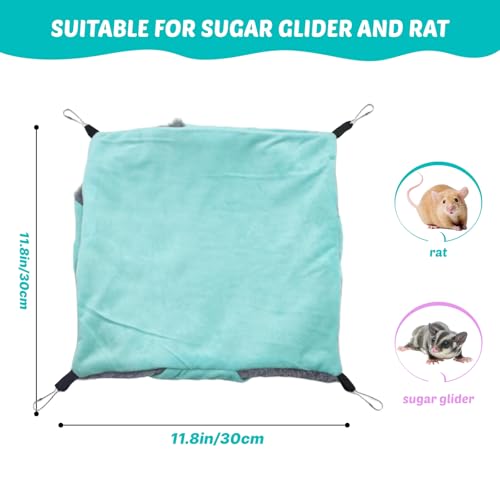 LYART Sugar Glider Pouch Hammock Bed Bedding, Sugar Glider Cage Accessories Toys for Rat, 3-Layer Hammock Make Pet Cages More Three-Dimensional (2.Mint) - color: 2.Mint