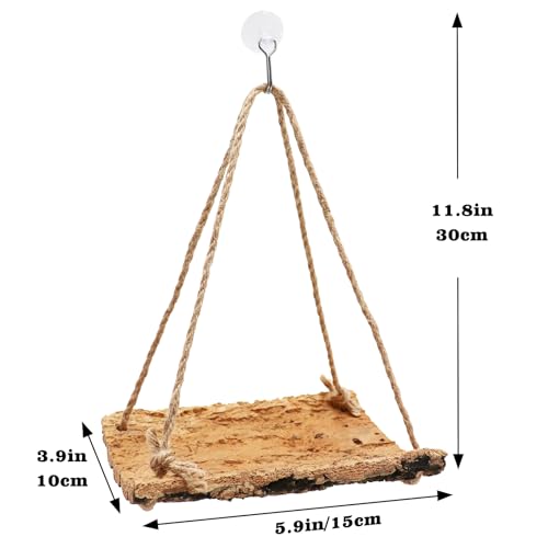 Hermit Crab Climbing Toy, Natural Wooden Reptile Swing Toy, Pet Cage Tank Aquarium Accessories for Hermit Crab Lizard Chameleon Hamster Guinea Pig Chinchilla Bird Parrot - size: Small-5.9 × 3.9 Inch