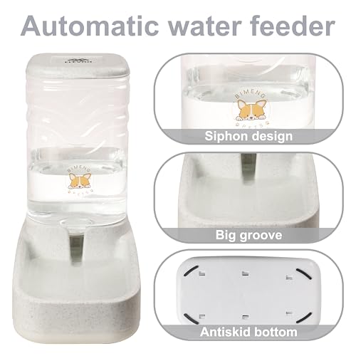 Elevon Automatic Cat Feeder, Gravity Food and Water Dispenser Bowl Set for Small Medium Dogs Animals, Pet Feeder Dispenser Storage Food, 3.8L Large Capacity, White & Gray - color: White/Gray