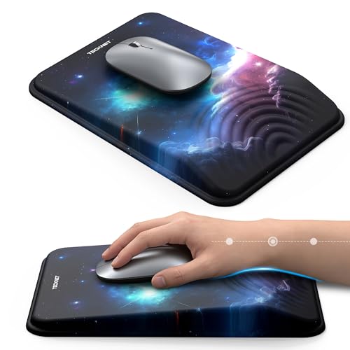 TECKNET Ergonomic Mouse Pad with Wrist Rest, Comfortable Relieves Pain | Built-in Memory Foam and Ergonomic Slope Design Relieves Carpal Tunnel Syndrome Pain, Mousepad for Office Gaming - color: Universe