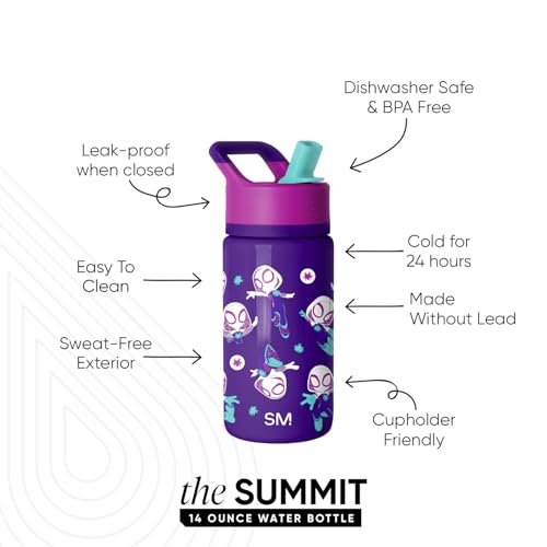 Simple Modern Marvel Spidey Kids Water Bottle & Toddler Cup | 14oz | Insulated Stainless Steel Spider Gwen Toddler Water Bottle, Kids Tumbler with Straw | Spill Proof for School, Girls, Boys - color: Marvel: Spider Gwen, size: 14 Ounces