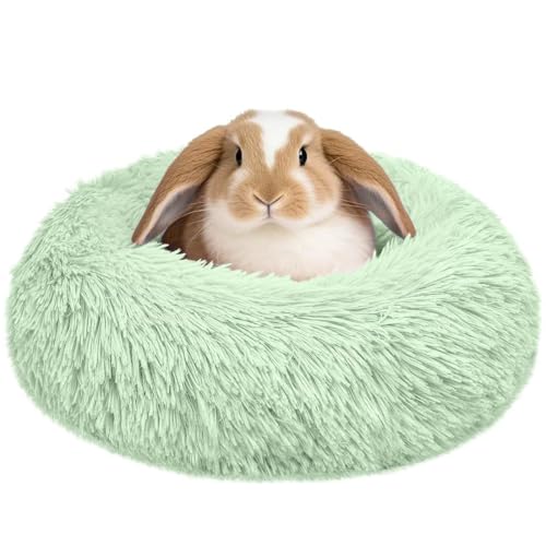 Bunny Rabbit Hideout Bed Small Animal Bedding Donut-Shaped Burrowing Pet Bed Soft and Warm Hideaway with Spandex and Fleece Bottoms Cozy Carrier, Cage Accessories - color: Green