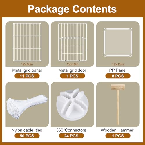 VISCOO 20 Panels Small Animal Playpen, Pet Playpen, Guinea Pigs Cages | C&C Cage, Rabbit/Bunny Cage, Puppy Play Pen, Indoor Outdoor Portable Metal Wire Yard Fence(White) - color: White, style: 20 Panels- 48"L x 24"W x 16"H