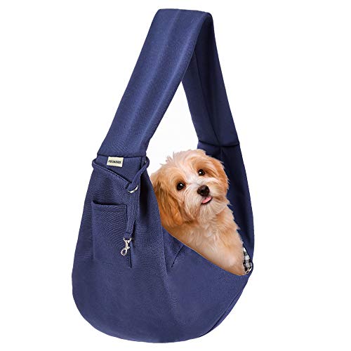 FDJASGY Small Pet Sling Carrier-Hands Free Reversible Pet Papoose Bag Tote Bag with a Pocket Safety Belt Dog Cat for Outdoor Travel Benzo Blue - color: Benzo Blue